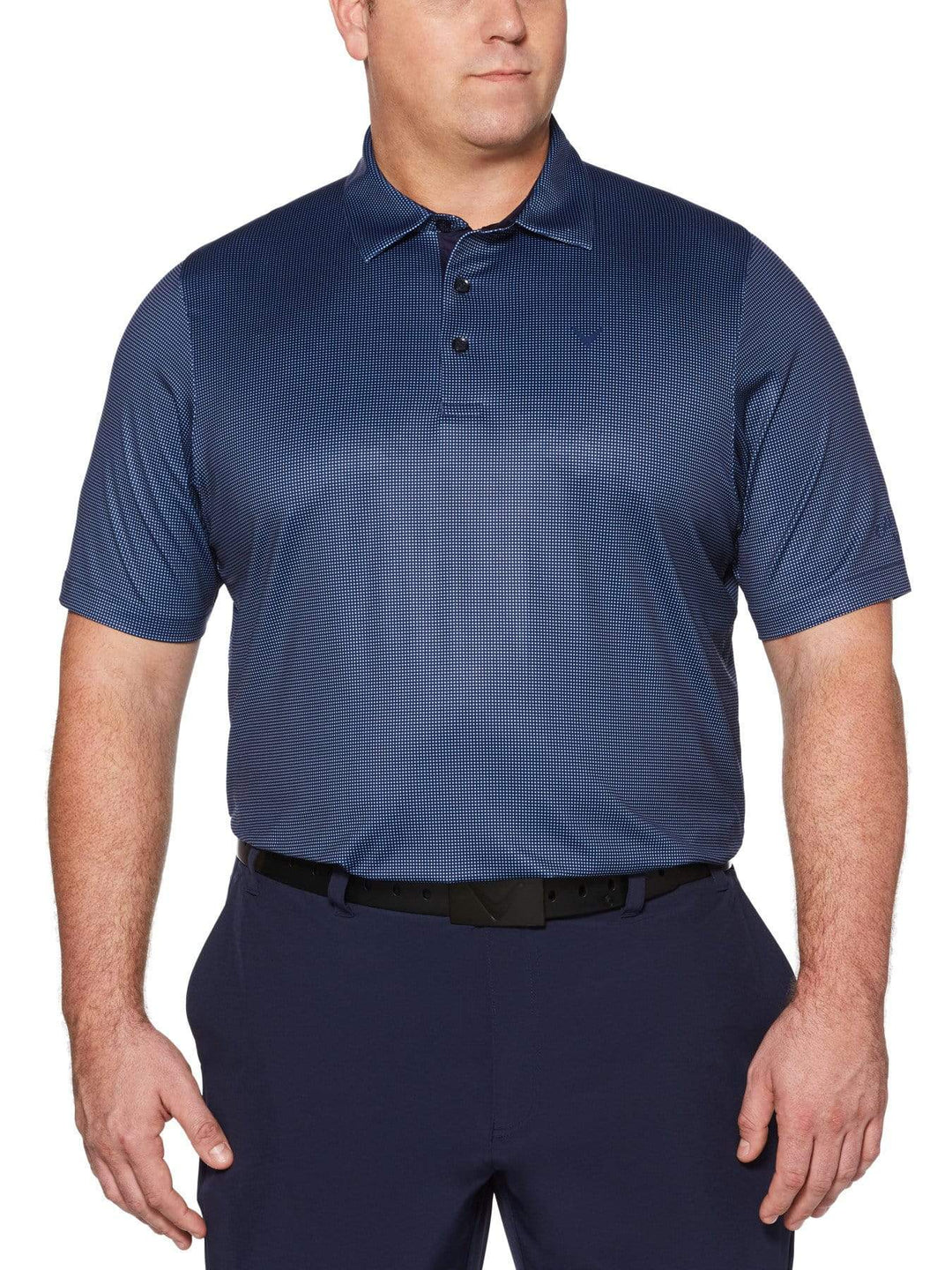 Big & Tall Printed Gingham Swing Tech Polo-Polos-Peacoat-2X-Callaway Apparel