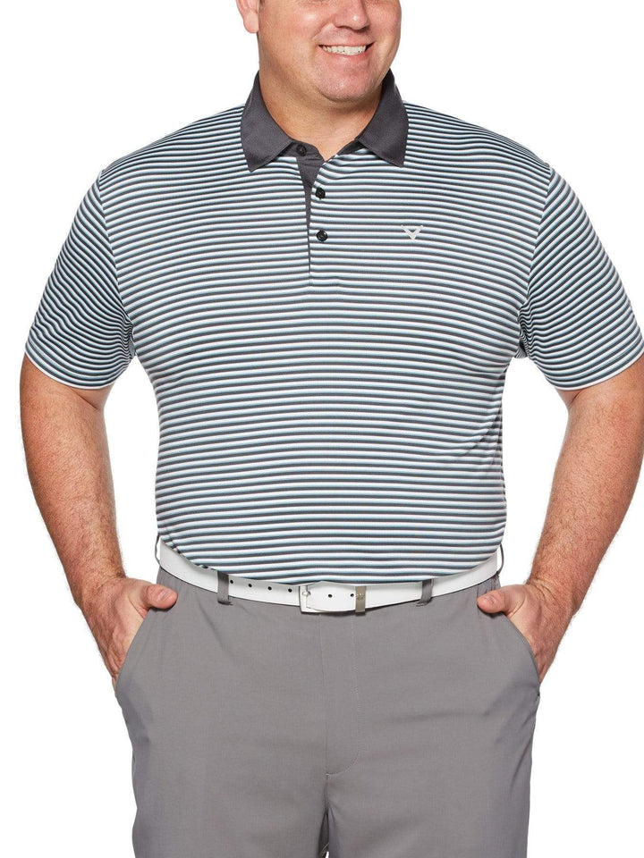 Big & Tall Refined 3-Color Stripe Polo-Polos-Asphalt-2X-Callaway Apparel