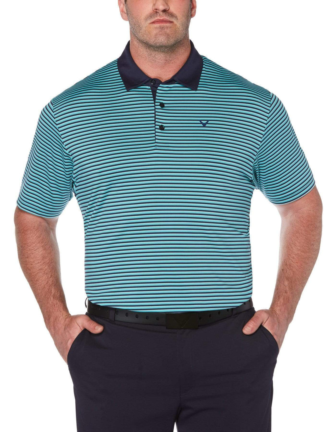 Big & Tall Refined 3-Color Stripe Polo-Polos-Baltic-2X-Callaway Apparel