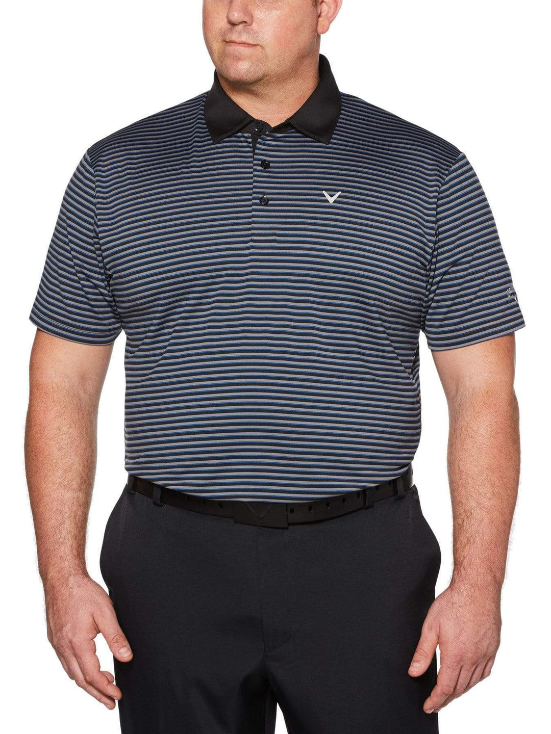 Big & Tall Refined 3-Color Stripe Polo-Polos-Caviar-2XLT-Callaway Apparel