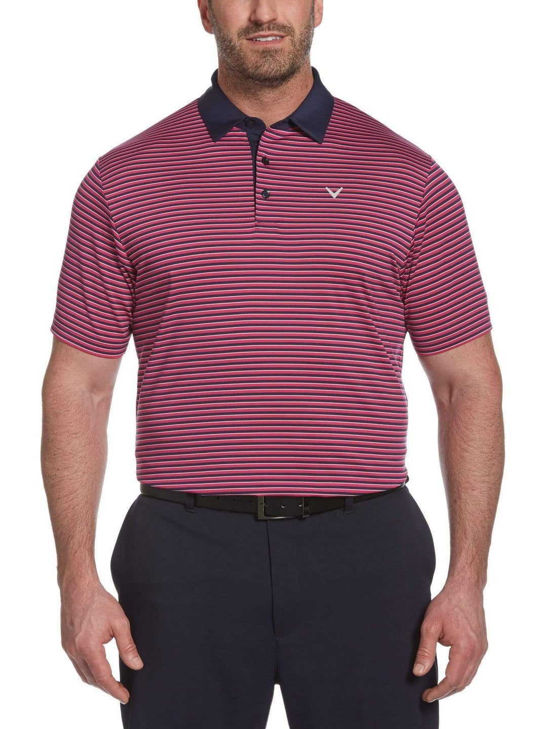 Big & Tall Refined 3-Color Stripe Polo-Polos-Boudoir Red-5XLT-Callaway Apparel
