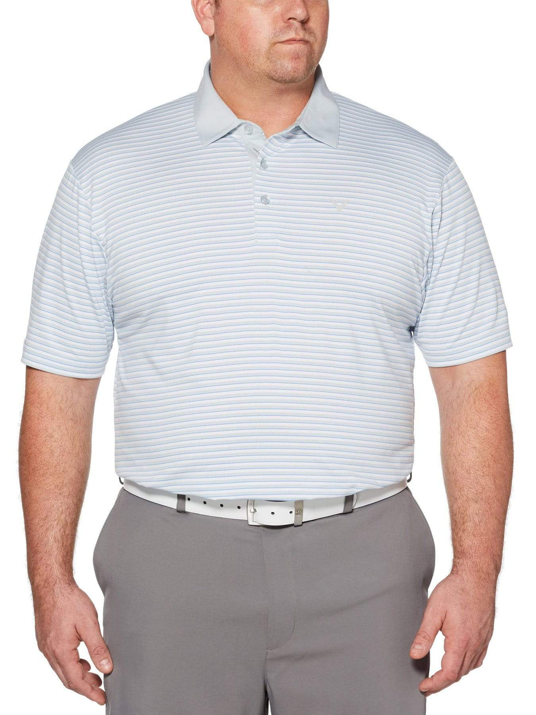 Big & Tall Refined 3-Color Stripe Polo-Polos-Bright White-5XLT-Callaway Apparel