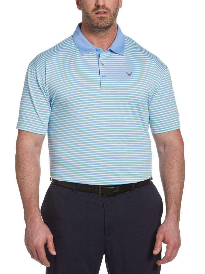 Big & Tall Refined 3-Color Stripe Polo-Polos-Cornflower Blue-1X-Callaway Apparel