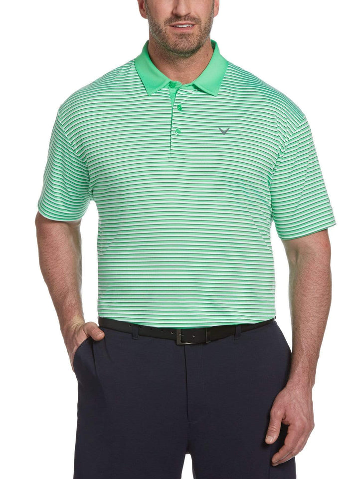 Big & Tall Refined 3-Color Stripe Polo-Polos-Irish Green-5X-Callaway Apparel