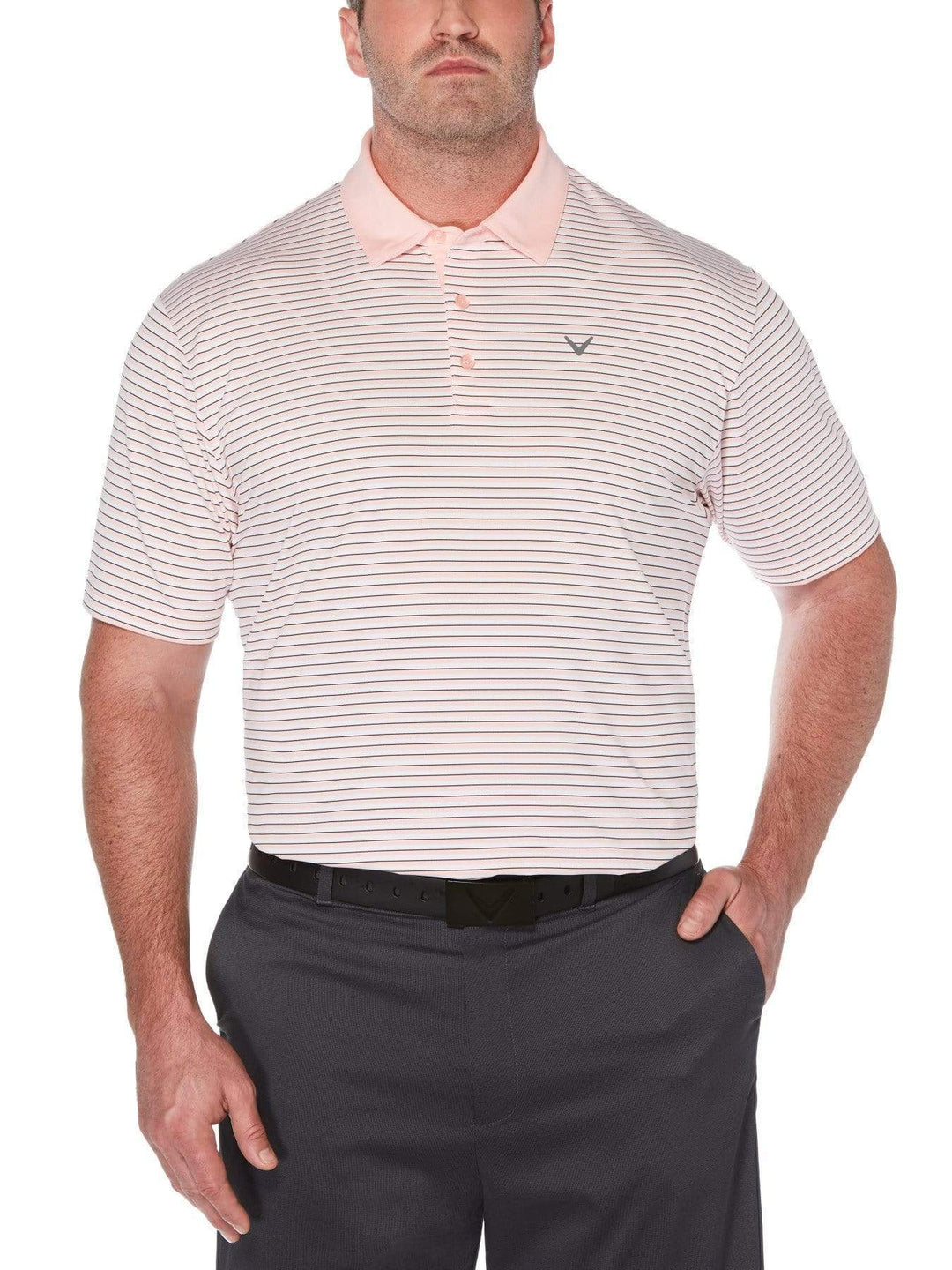 Big & Tall Refined 3-Color Stripe Polo-Polos-Powder Pink-3X-Callaway Apparel