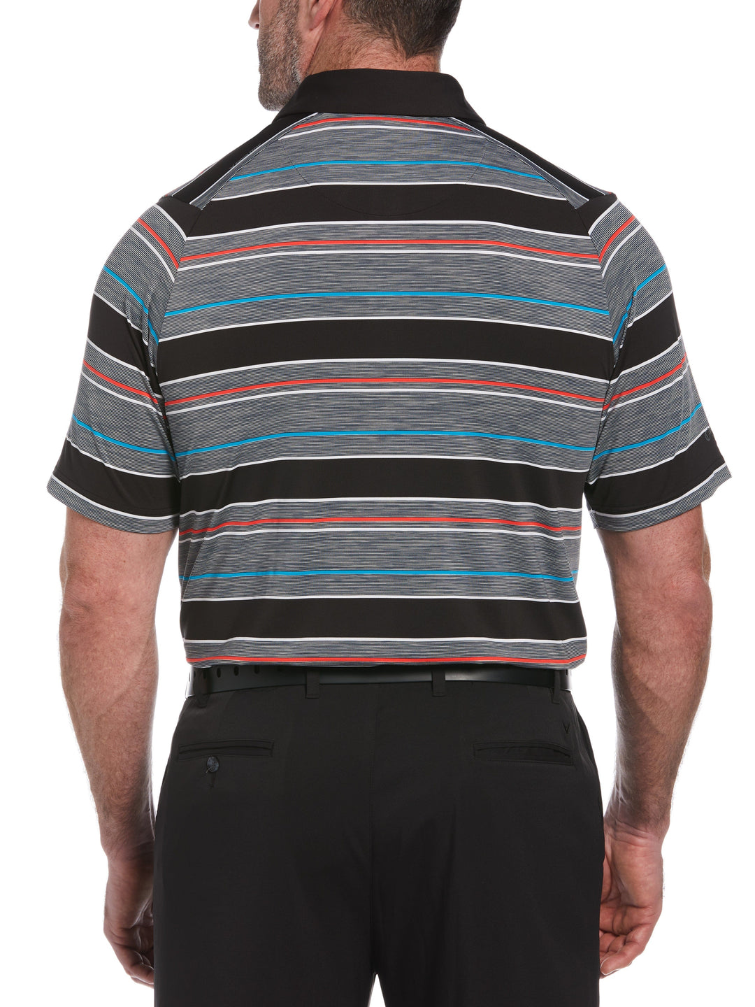 Big & Tall Swing Tech Marled Texture Stripe Golf Polo (Caviar) 
