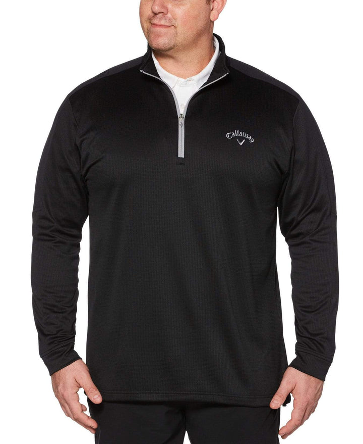 Big & Tall Thermal Heathered Waffle Fleece Mid-Layer Jackets Caviar / 4X