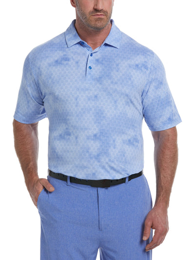 Big & Tall Tie Dye Foulard Print Golf Polo (Magnetic Blue) 