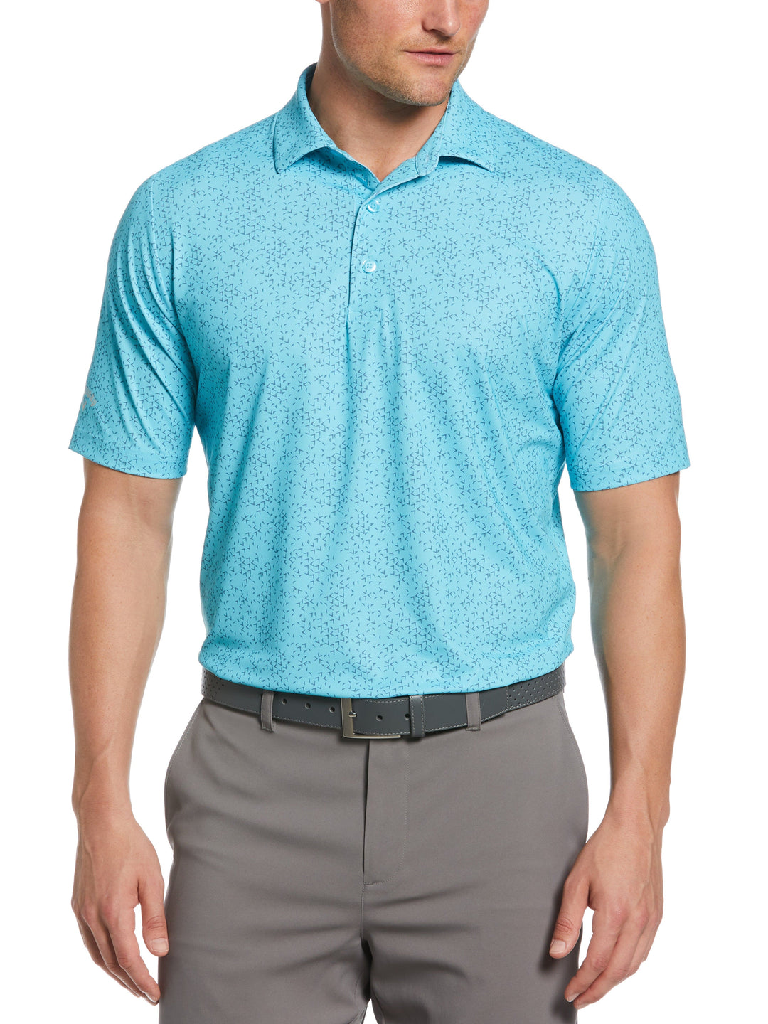 Big & Tall Trademark Chevron Print Golf Polo (Santorini Blue) 
