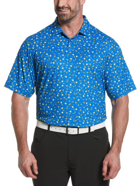 Big & Tall Ventilated Fruit Print Golf Polo (Magnetic Blue) 
