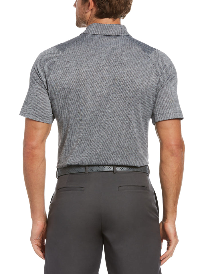 Big & Tall Ventilated Heather Jacquard Golf Polo (Dark Grey Htr) 