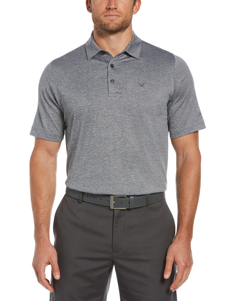Big & Tall Ventilated Heather Jacquard Golf Polo (Dark Grey Htr) 