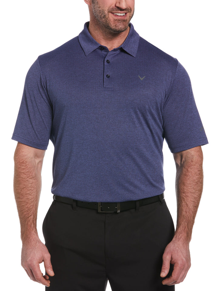 Big & Tall Ventilated Heather Jacquard Golf Polo (Peacoat Heather) 