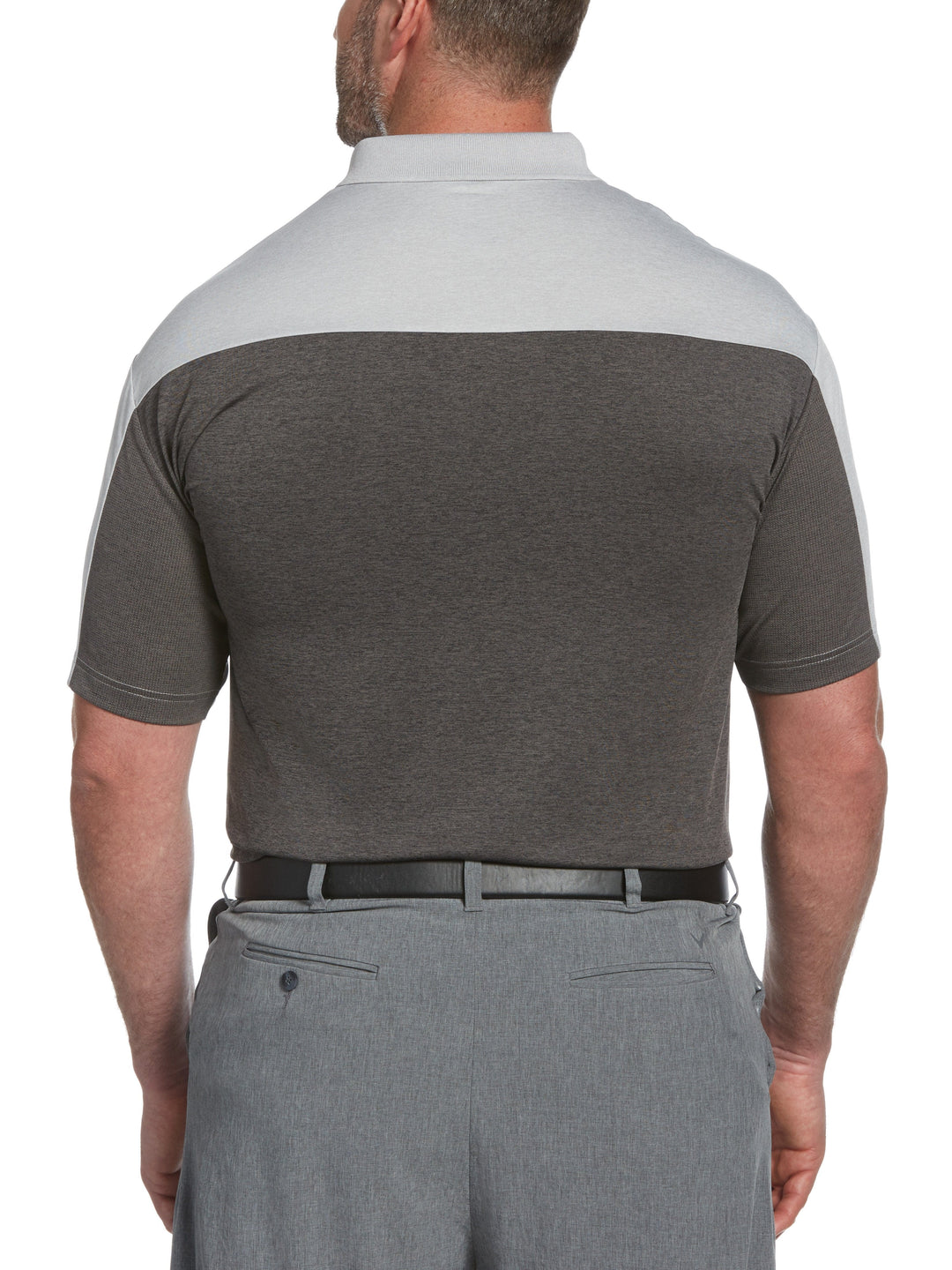 Big & Tall Ventilated Heathered Color Block Polo with Chevron-Polos-Callaway