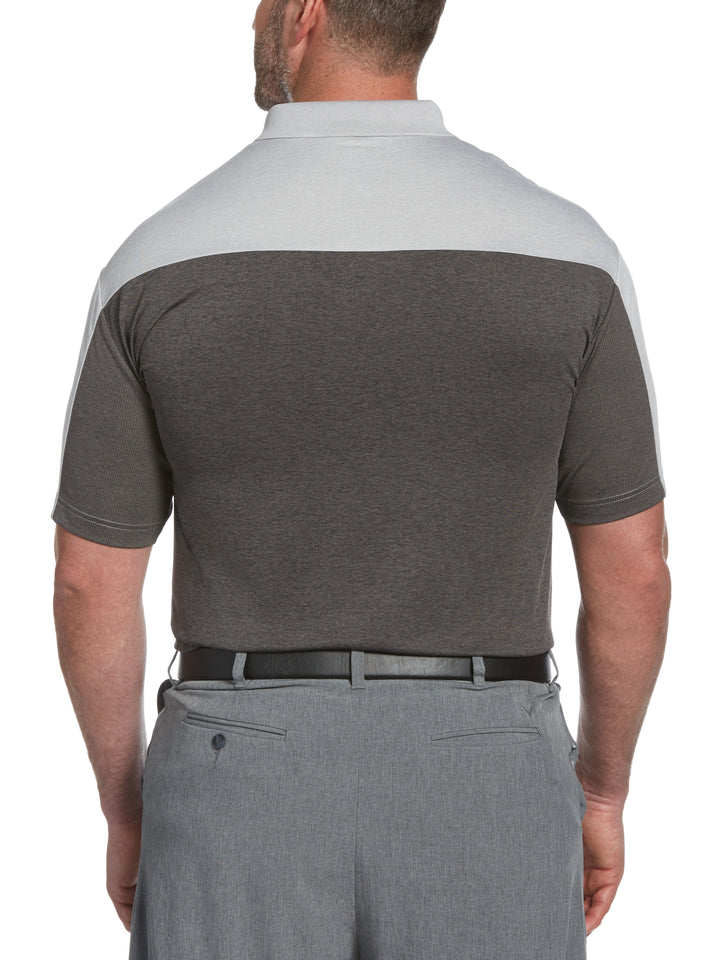 Big & Tall Ventilated Heathered Color Block Polo with Chevron-Polos-Callaway