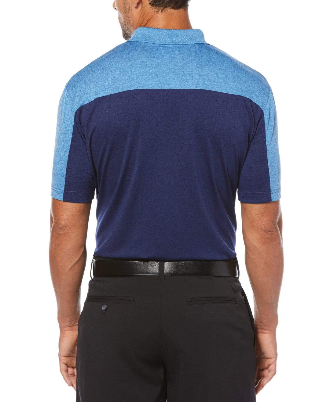 Big & Tall Ventilated Heathered Color Block Polo with Chevron Polos