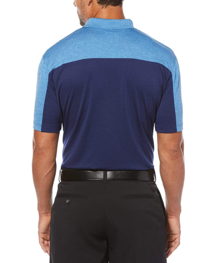 Big & Tall Ventilated Heathered Color Block Polo with Chevron Polos