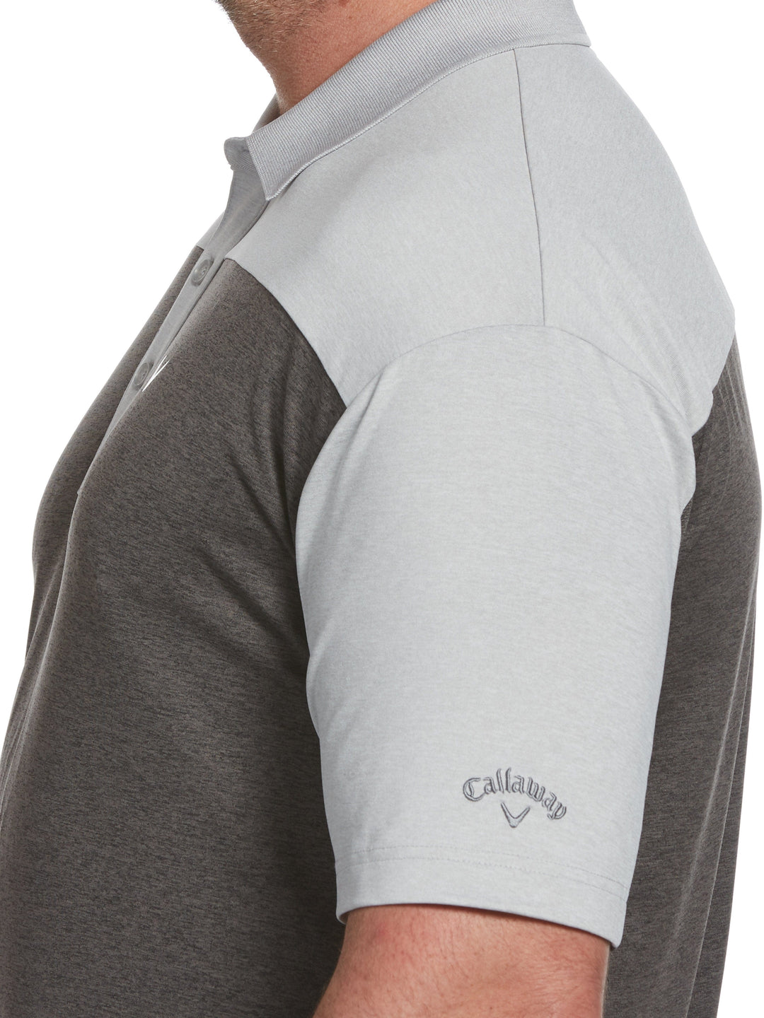 Big & Tall Ventilated Heathered Color Block Polo with Chevron-Polos-Callaway
