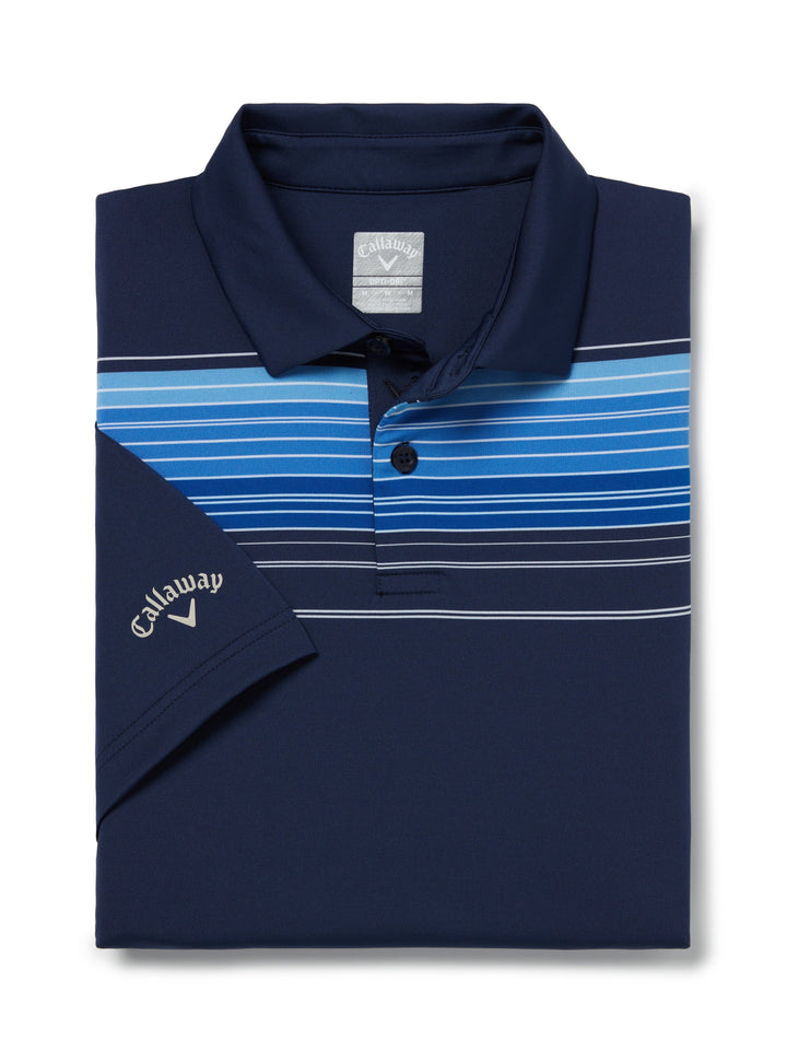 Yarn Dyed Energized Engineered Stripe Golf Polo (Peacoat) 