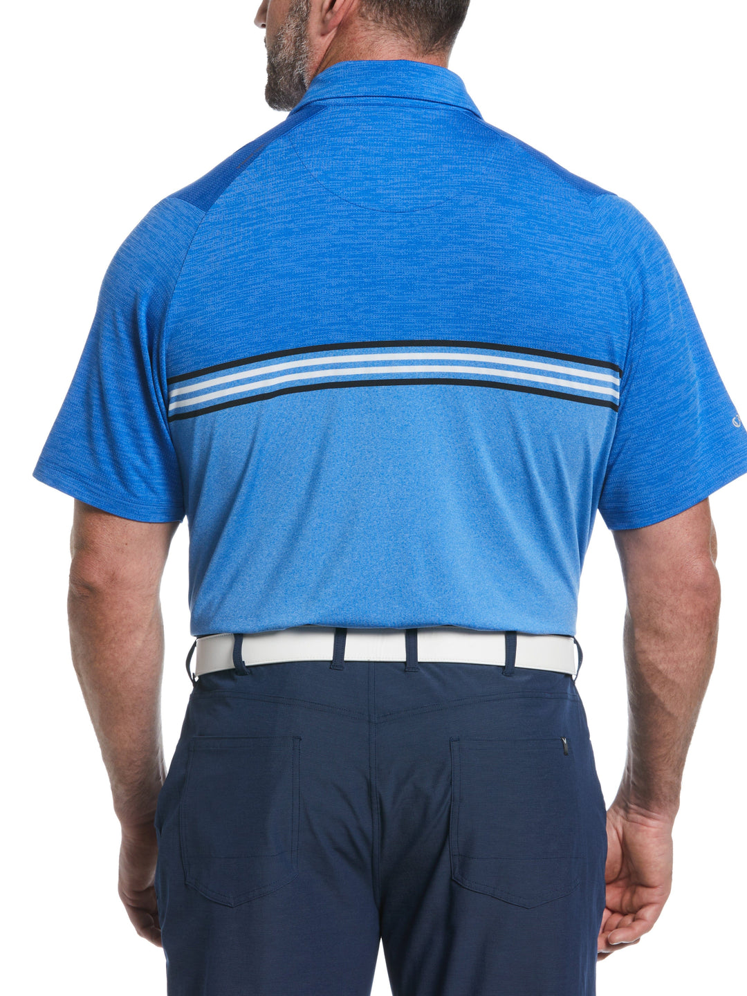 Big & Tall Yarn Dyed Ventilated Jaspe Engineered Stripe Golf Polo (Magnetic Htr) 