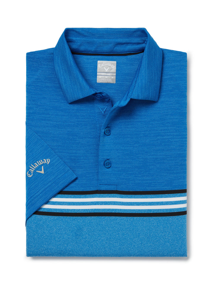 Big & Tall Yarn Dyed Ventilated Jaspe Engineered Stripe Golf Polo (Magnetic Htr) 