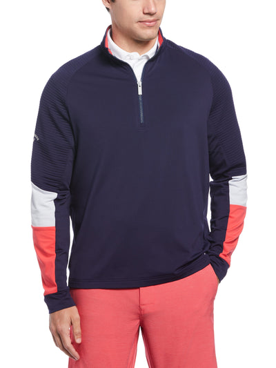 1/4 Zip Color Block Pullover Golf Sweater (Peacoat) 