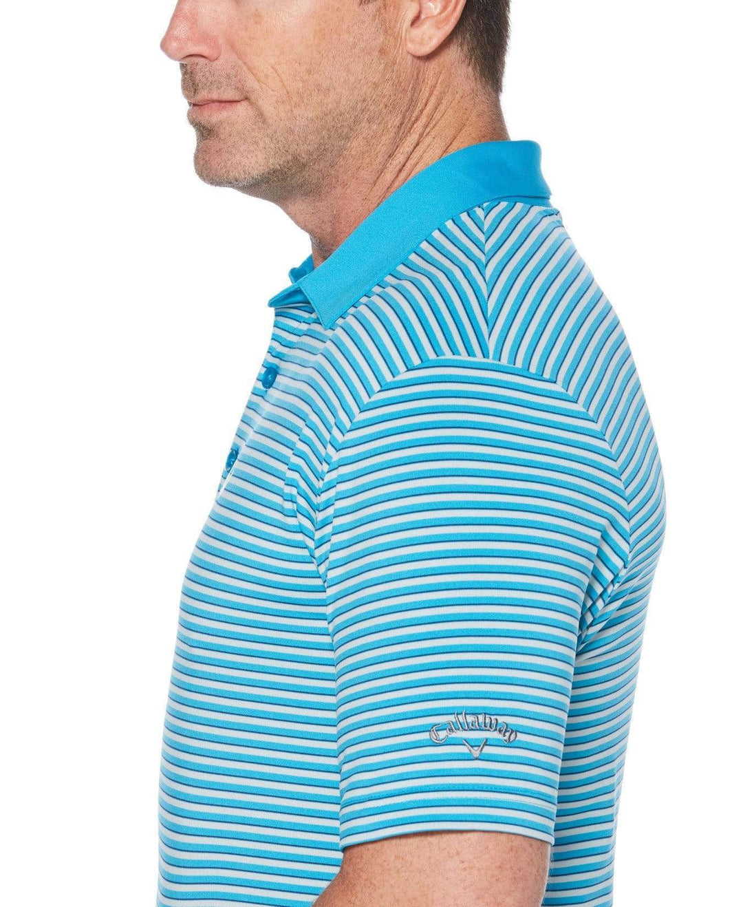 Mens Refined 3-Color Yarn-Dyed Stripe Golf Polo Polos
