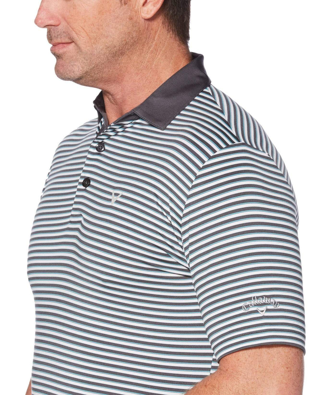 Mens Refined 3-Color Yarn-Dyed Stripe Golf Polo Polos