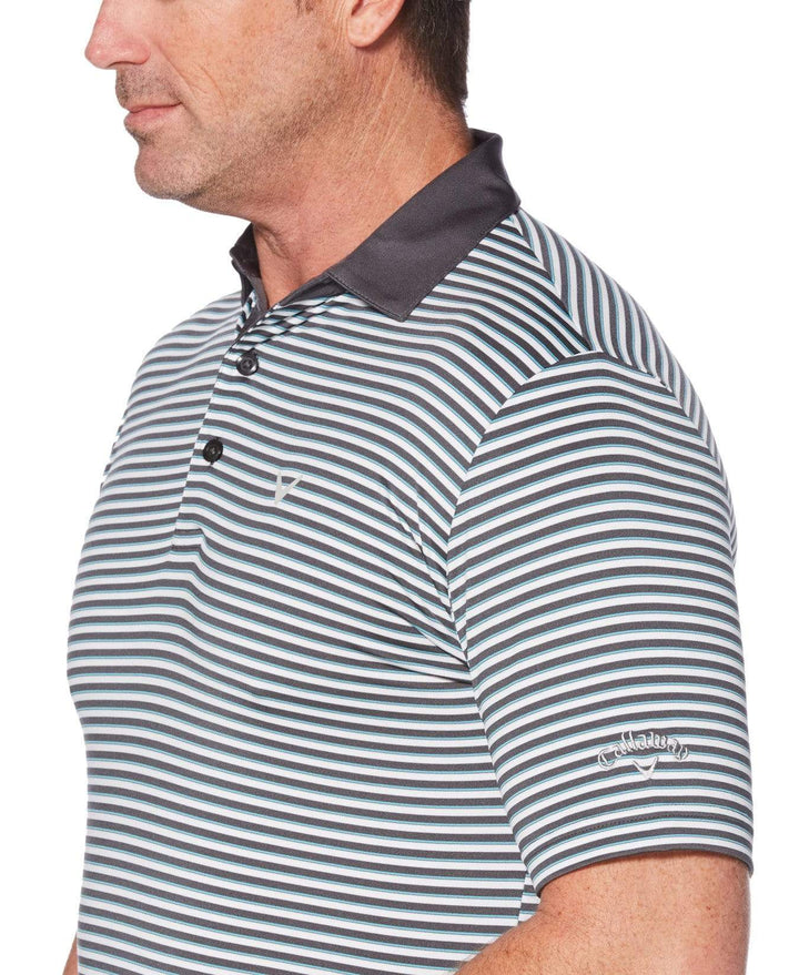 Mens Refined 3-Color Yarn-Dyed Stripe Golf Polo Polos