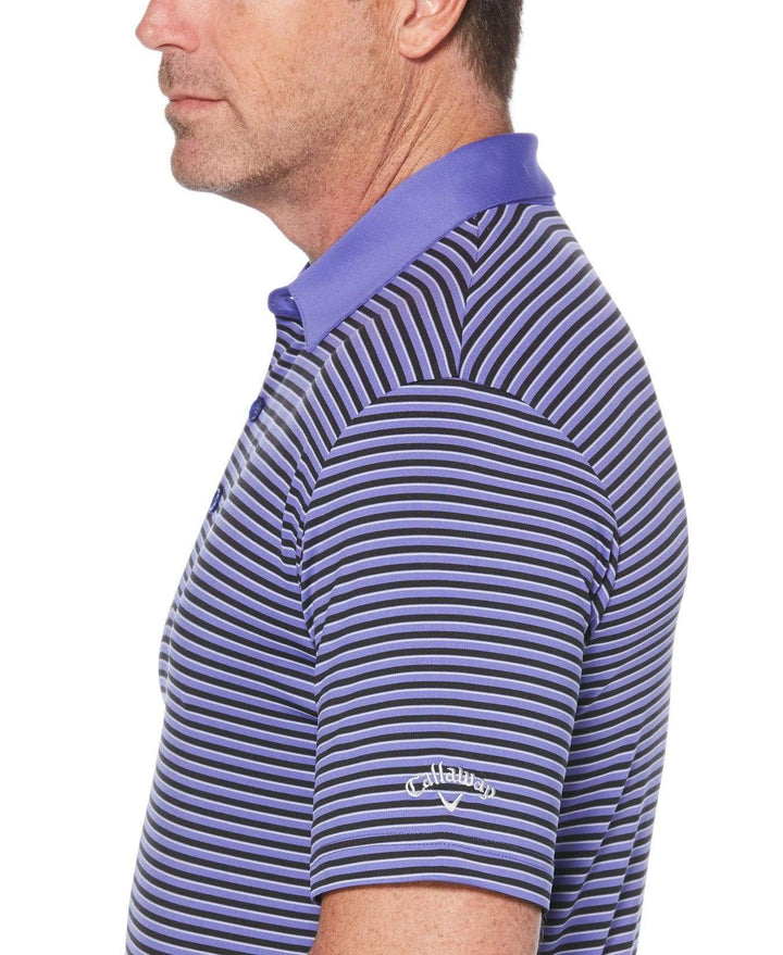 Mens Refined 3-Color Yarn-Dyed Stripe Golf Polo Polos