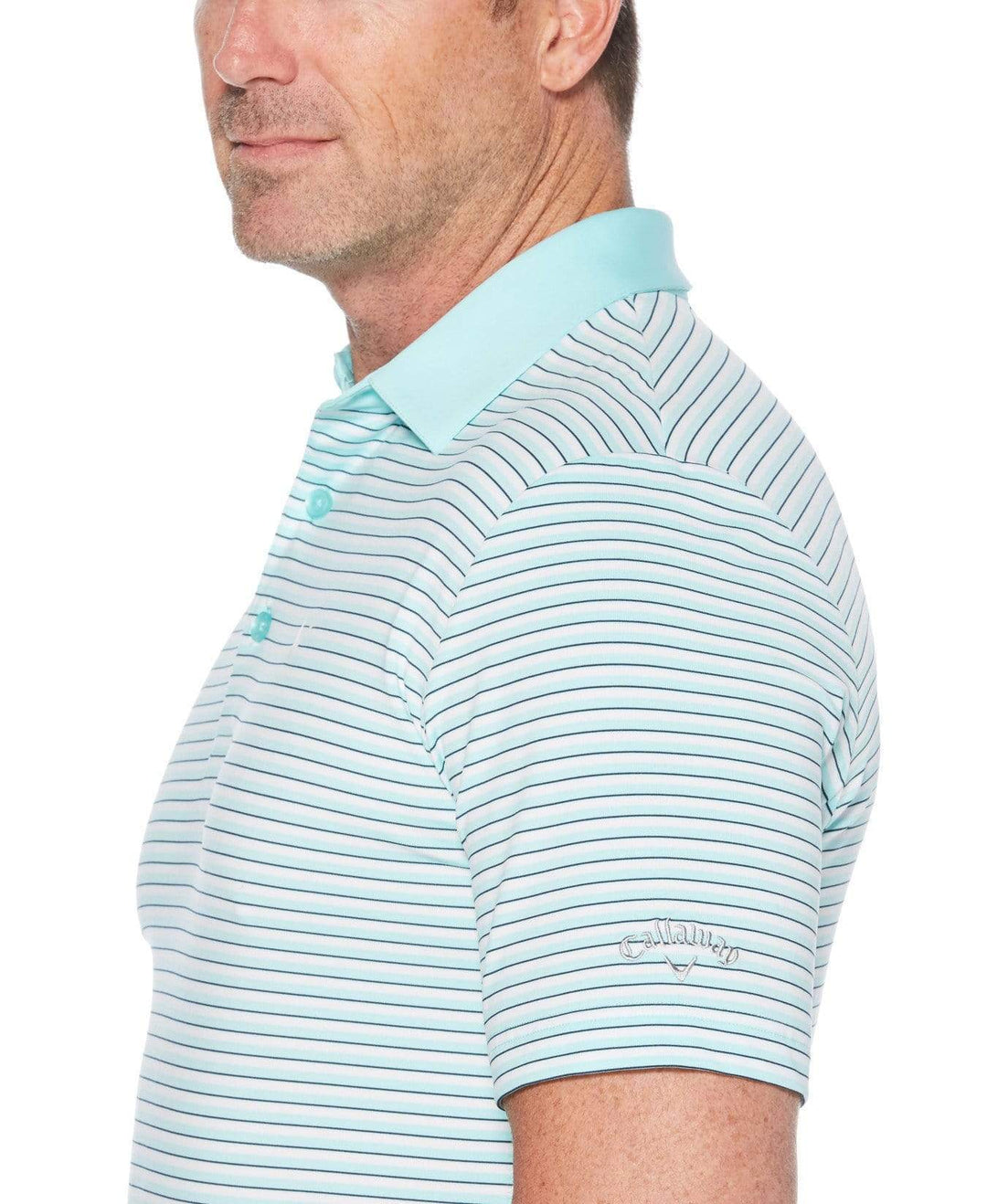 Mens Refined 3-Color Yarn-Dyed Stripe Golf Polo Polos