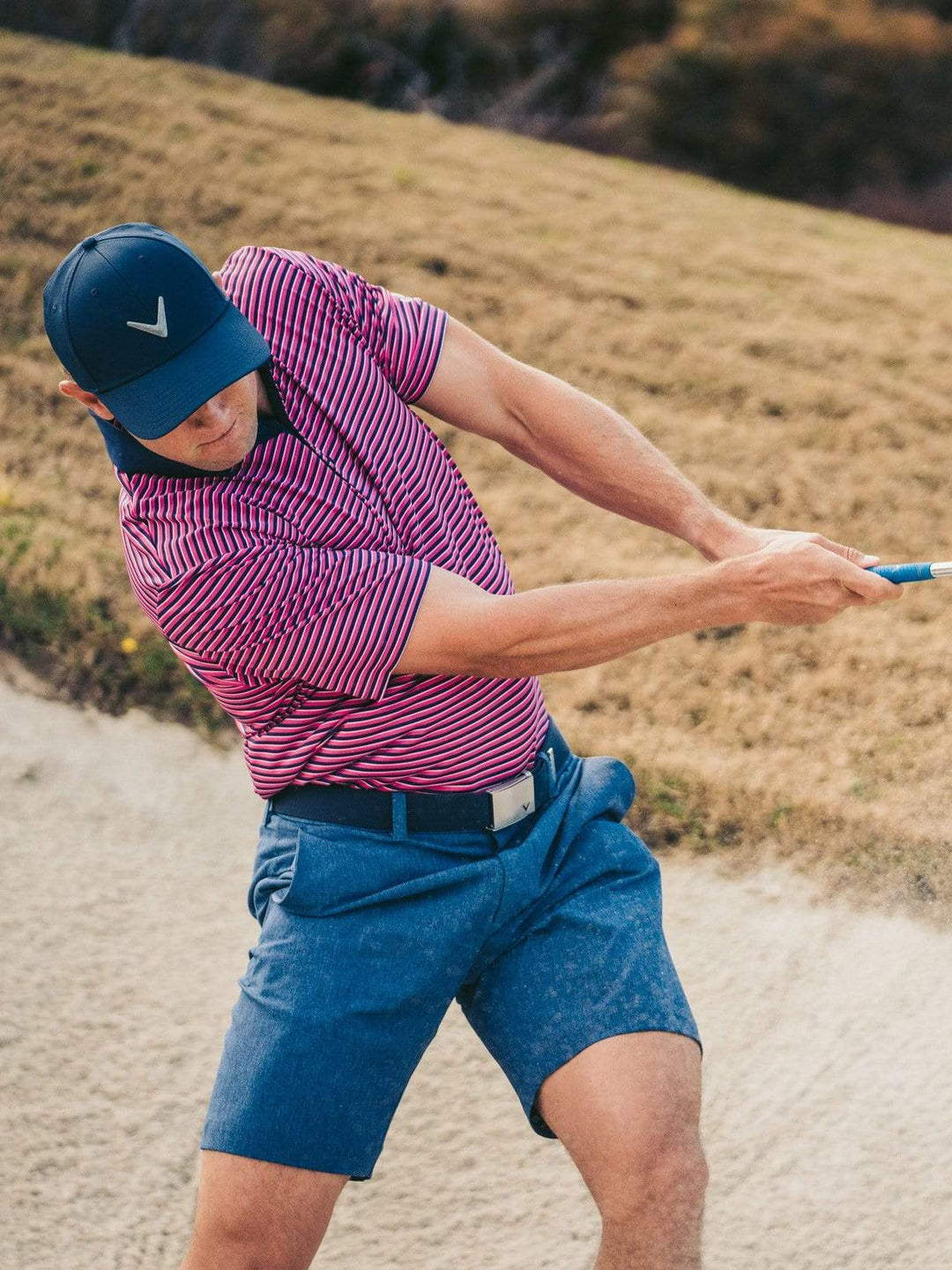 Mens 3-Color Stripe Golf Polo-Polos-Callaway Apparel