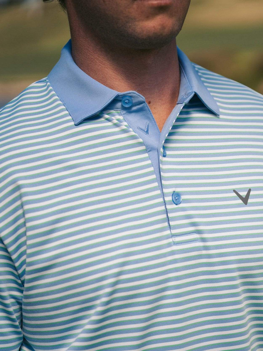 Mens Refined 3-Color Yarn-Dyed Stripe Golf Polo-Polos-Callaway Apparel