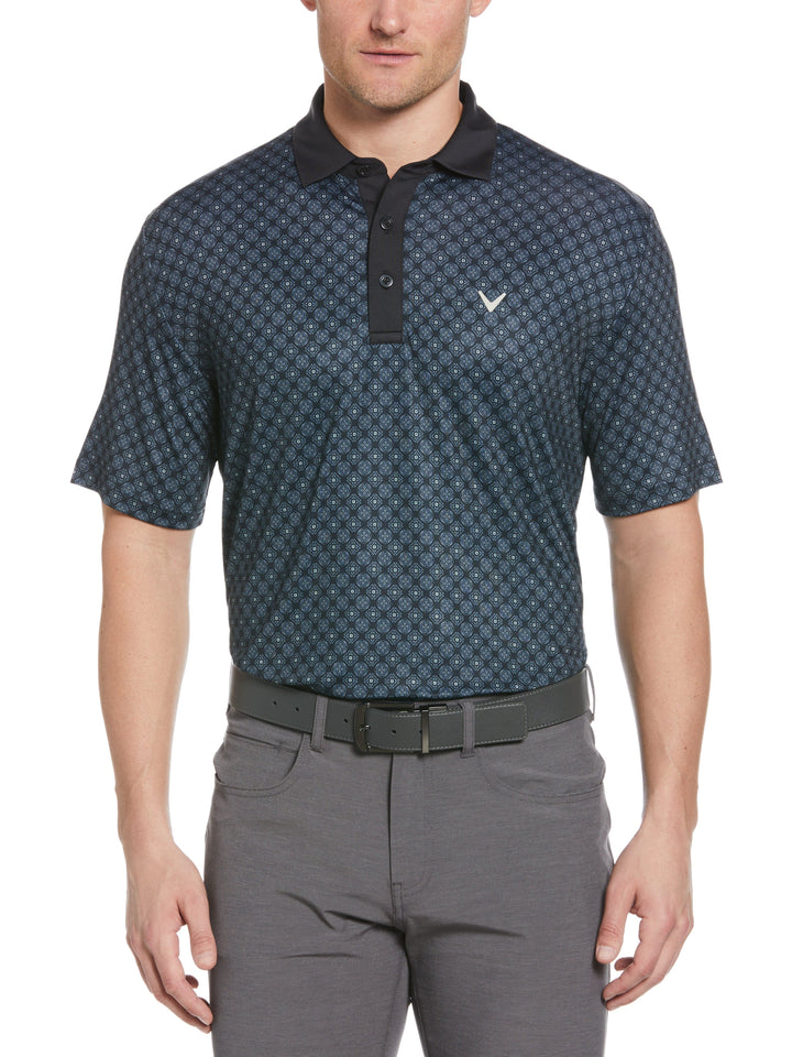 All Over Circular Geo Print Polo (Caviar) 