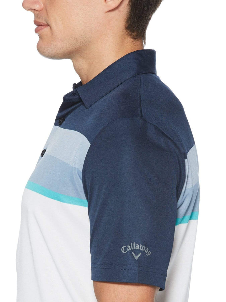 Mens Birdseye Color Block Chest Stripe Polo-Polos-Peacoat-XXL-Callaway