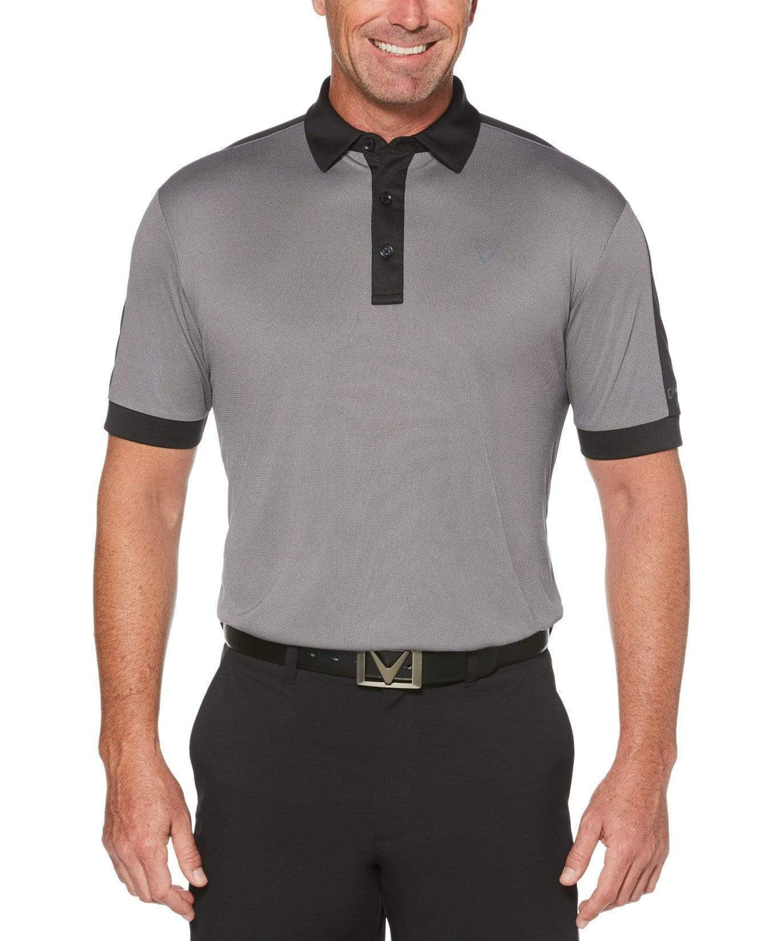 Mens Birdseye Color Block Polo Polos Caviar / L