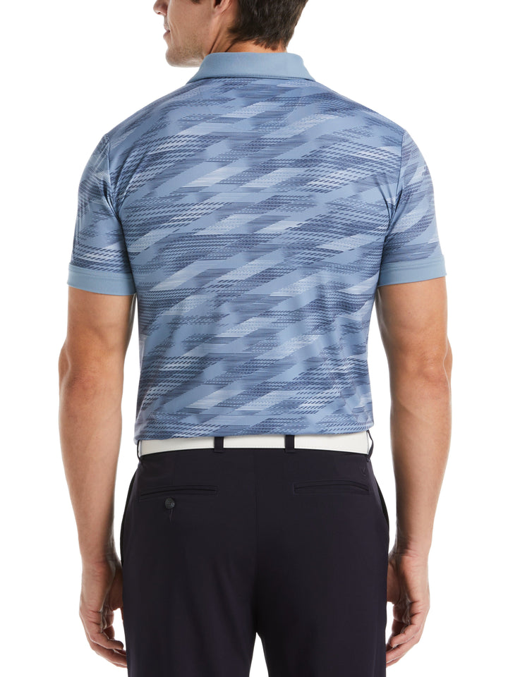 Active Textured Print Golf Polo (Faded Denim) 