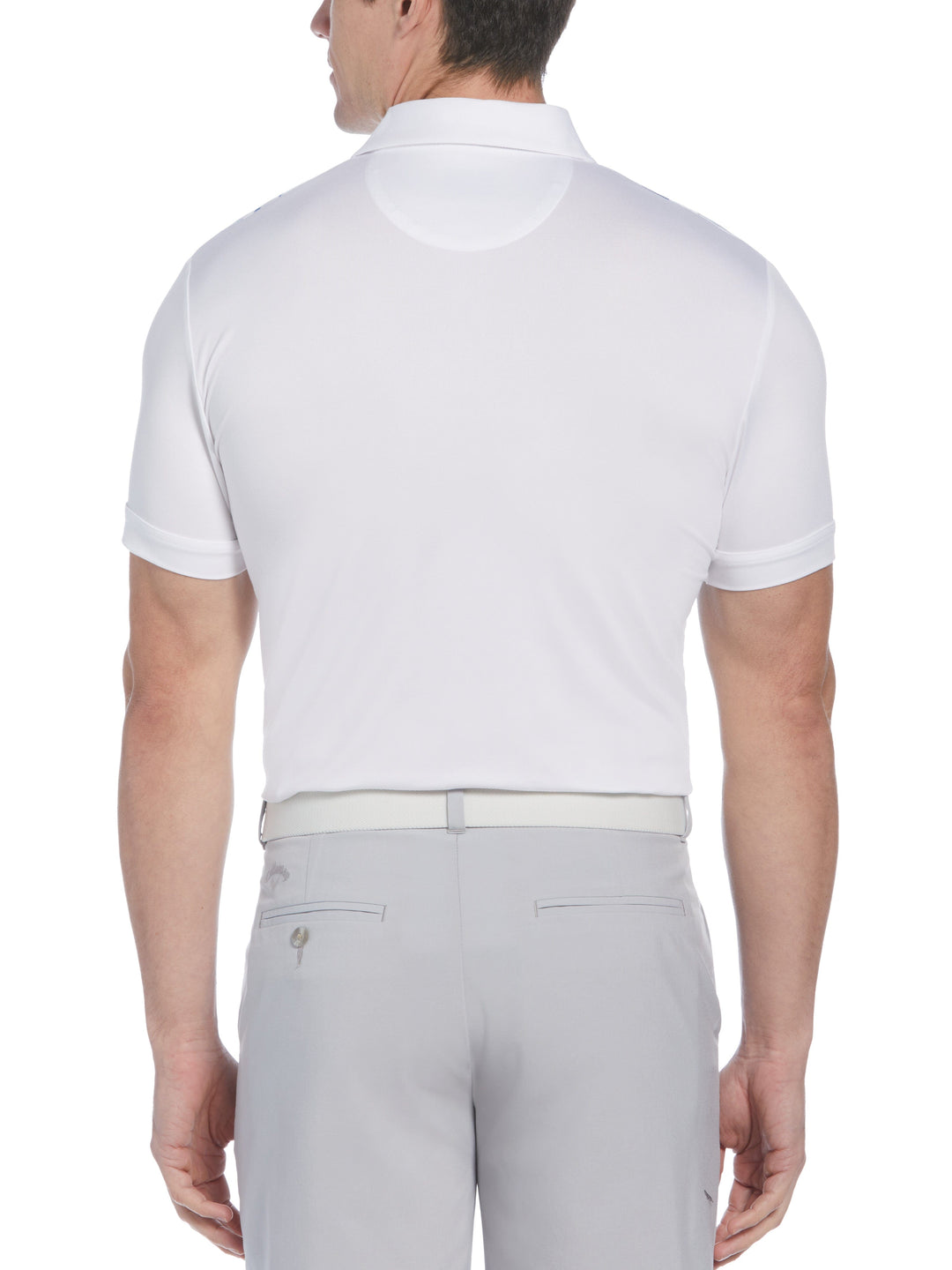 Asymmetrical Mural Print Golf Polo (Bright White) 