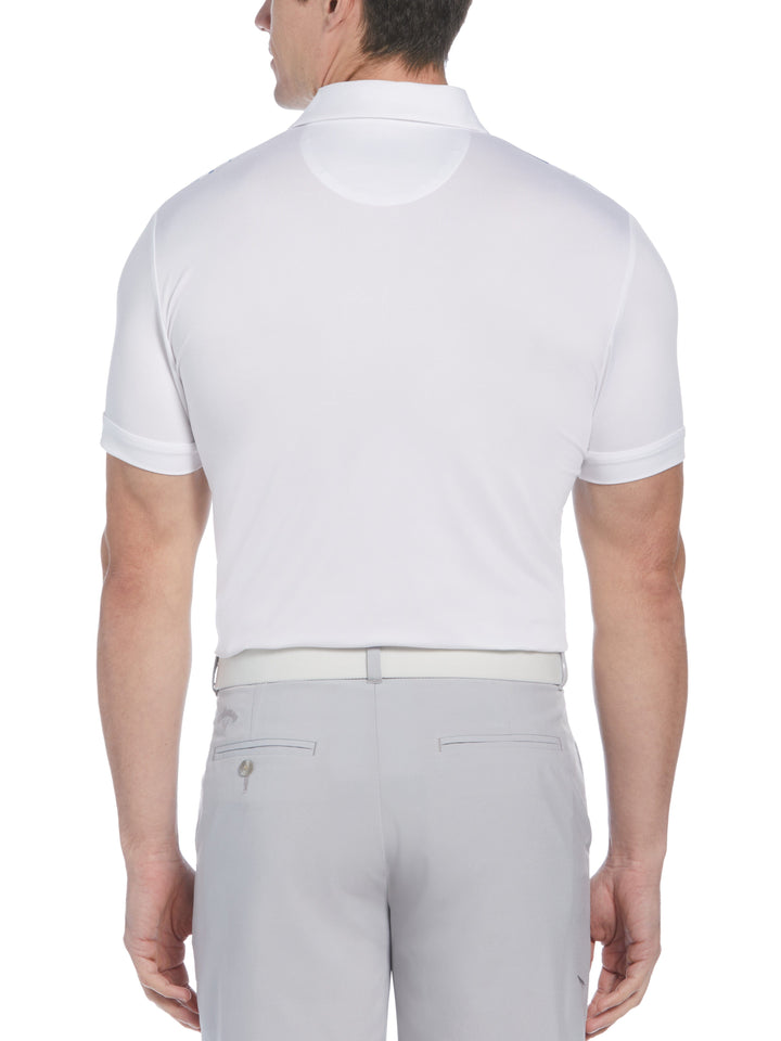 Asymmetrical Mural Print Golf Polo (Bright White) 