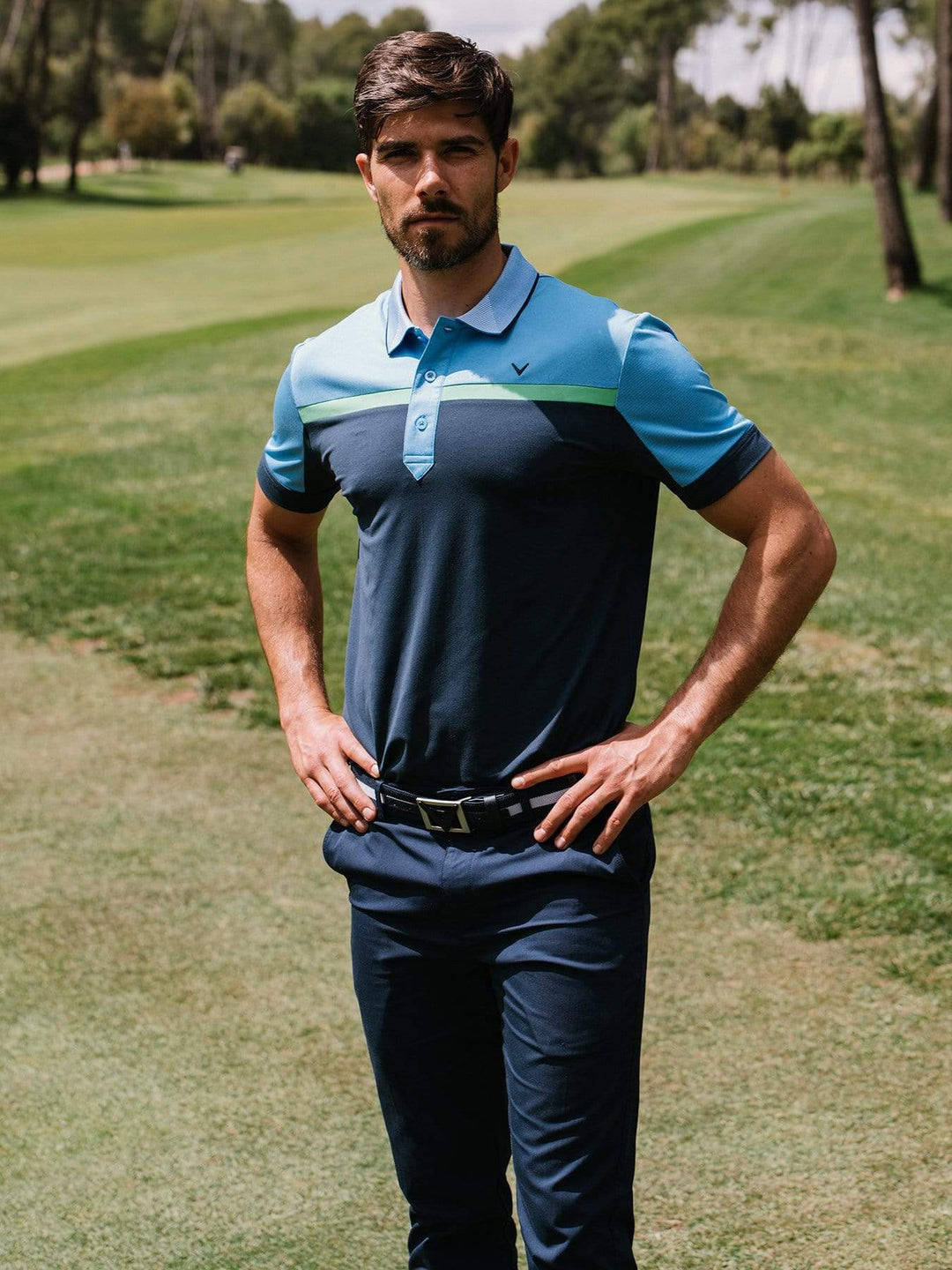 Mens Callaway X Birdseye Color Block Polo-Polos-Callaway Apparel