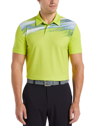 Engineered Active Textured Print Golf Polo (Lime Punch) 