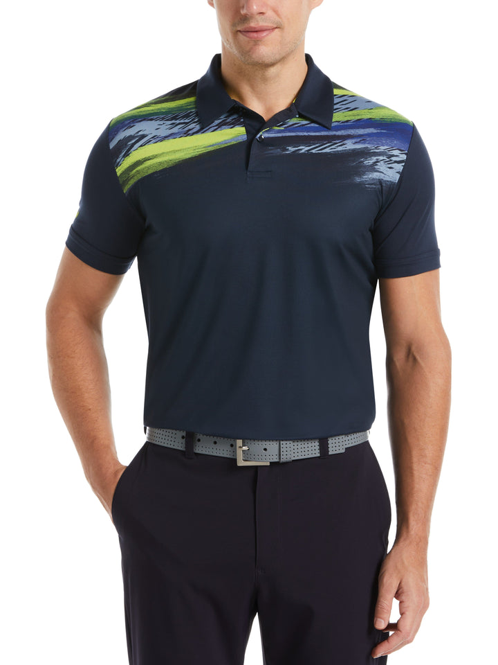 Engineered Active Textured Print Golf Polo (Navy Blazer) 