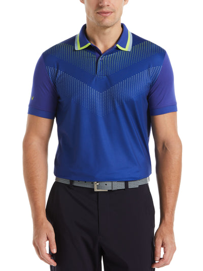 Engineered Ombre Chevron Print Golf Polo (Clematis Blue) 