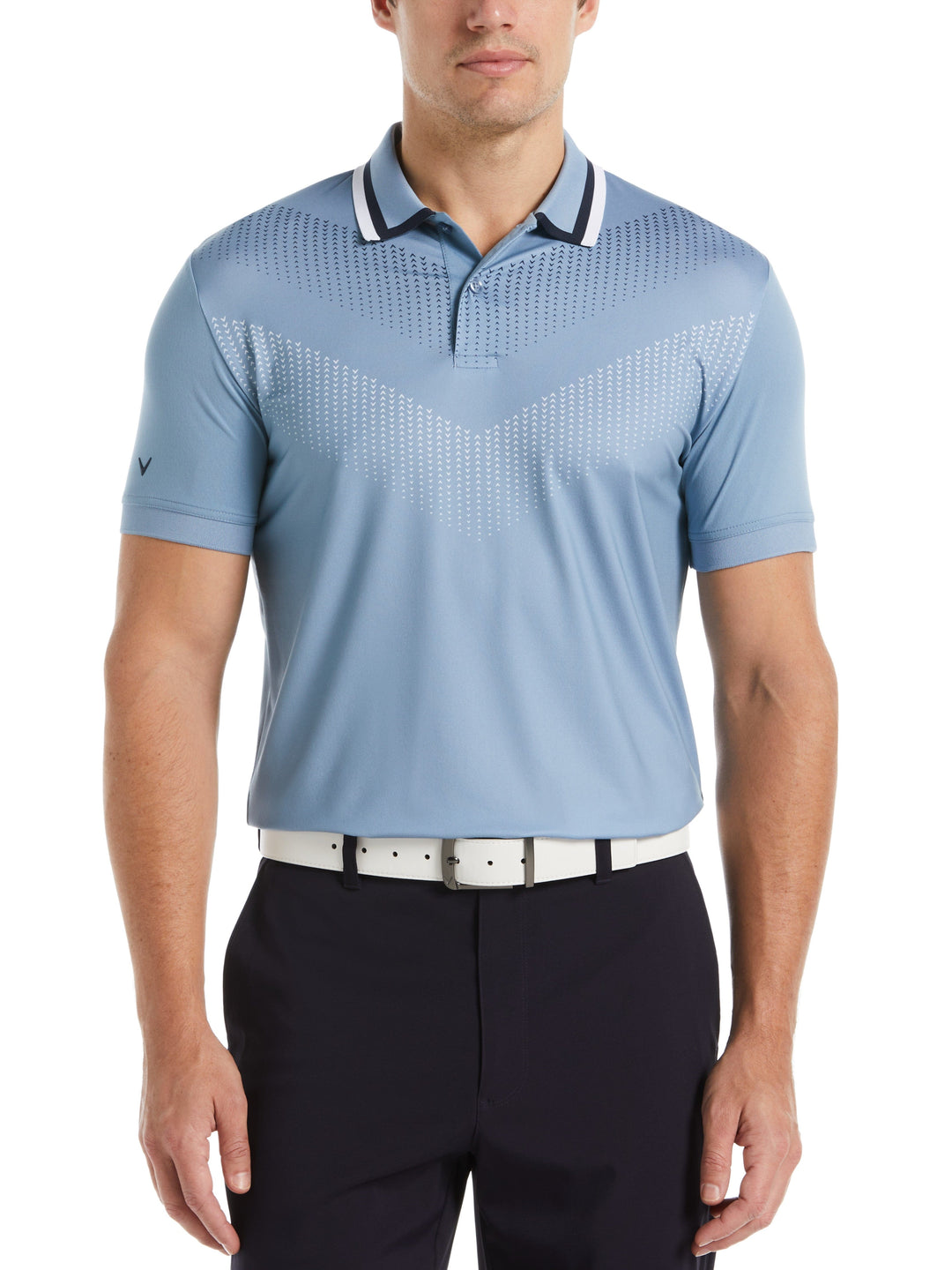 Engineered Ombre Chevron Print Golf Polo (Faded Denim) 