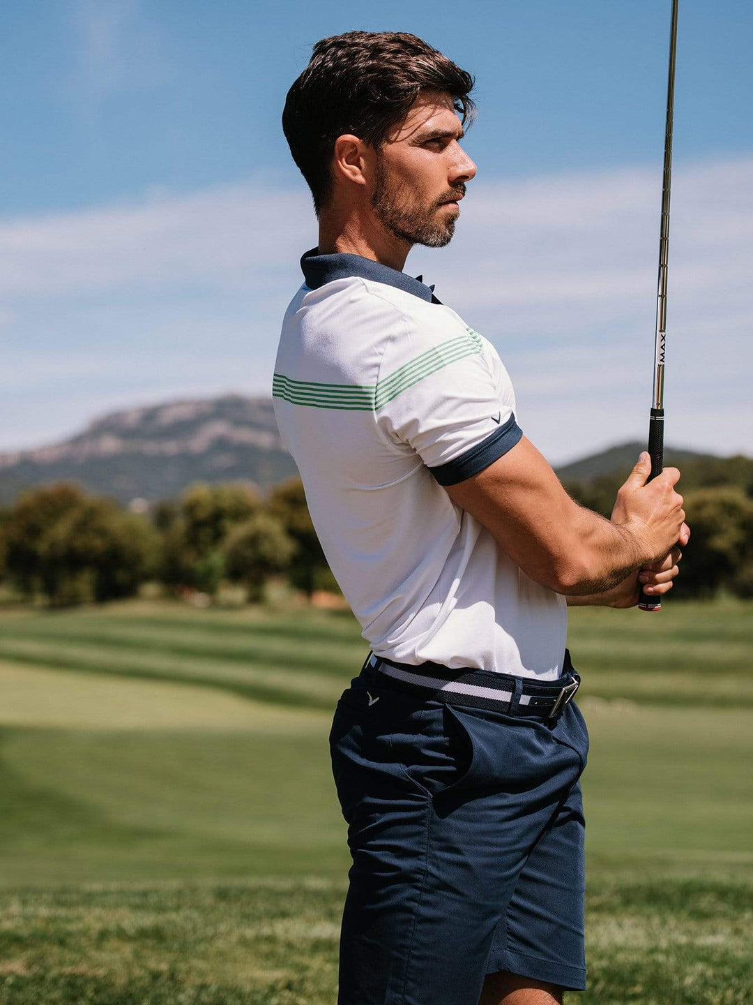 Mens Callaway X Linear Print Polo-Polos-Callaway Apparel