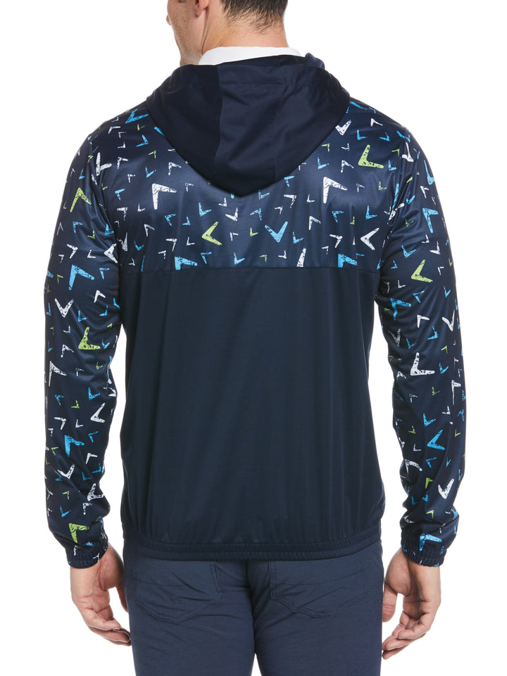 Multi-Color Chevron Print 1/4 Zip Golf Hoodie (Navy Blazer) 