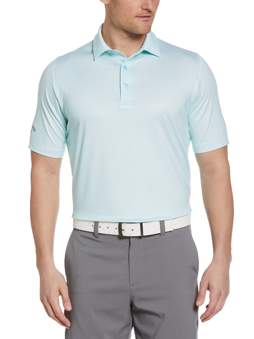 Chevron Foulard Print Golf Polo (Aruba Blue) 