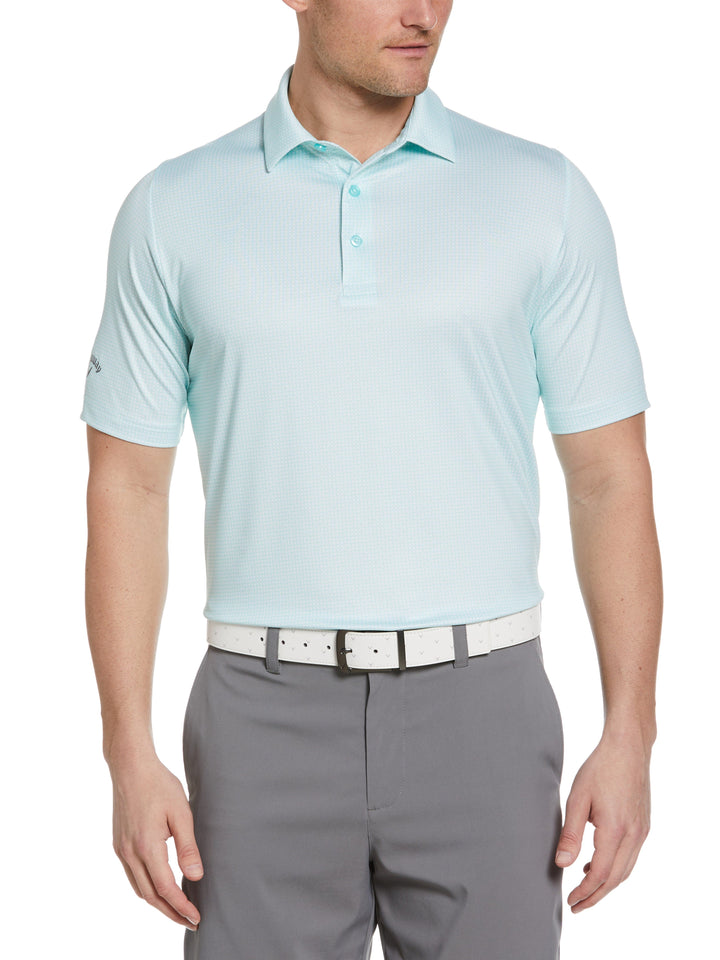 Chevron Foulard Print Golf Polo (Aruba Blue) 