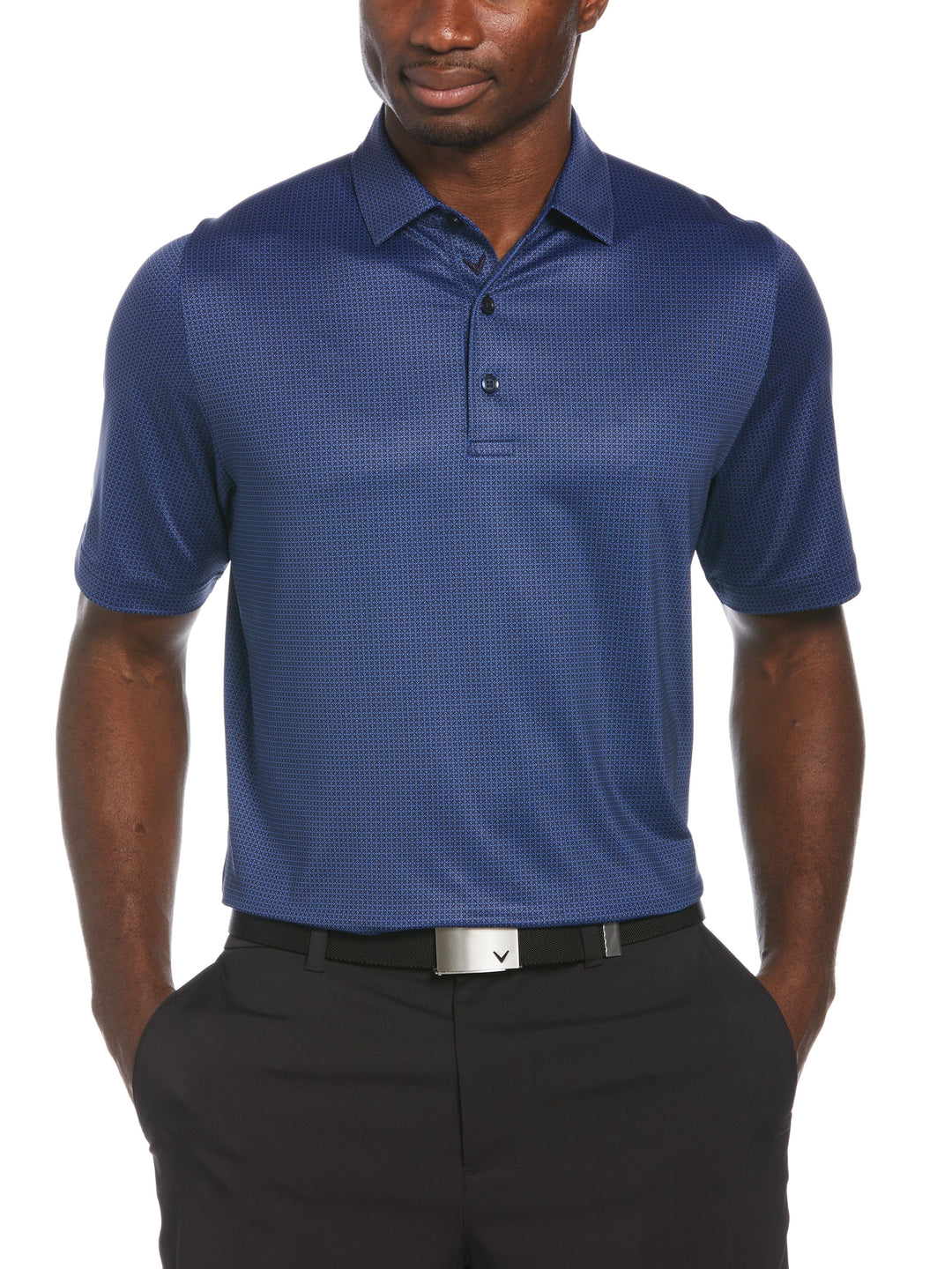 Mens Chevron Foulard Print Golf Polo-Polos-Peacoat-3XL-Callaway