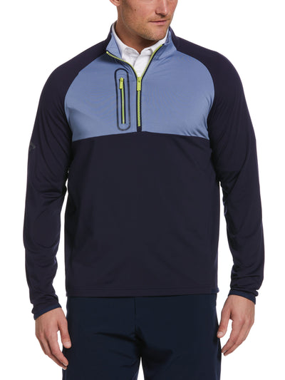 Color Block 1/4 Zip Golf Pullover (Peacoat) 